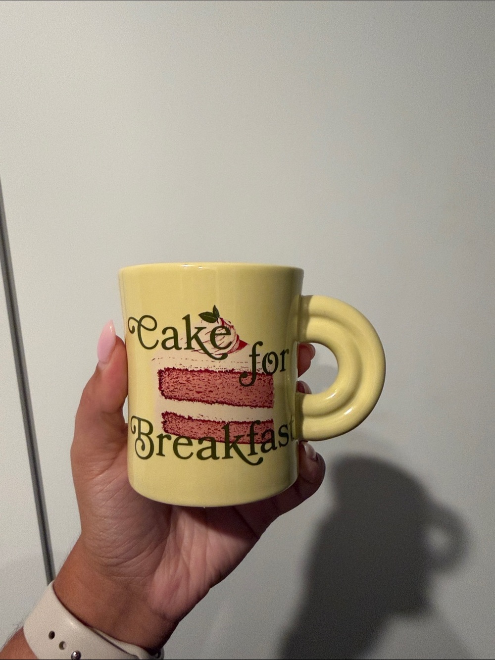 Anthropologie Yellow 'Cake for Breakfast’ Coffee Mug